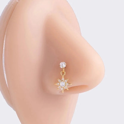 1 Piece Nose Rings & Studs Basic Classic Style Heart Shape Flower Butterfly 316L Stainless Steel Copper Plating Inlay Zircon