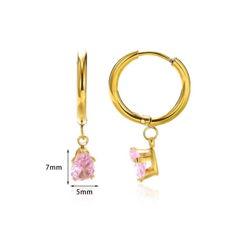 1 Pair Elegant Streetwear Geometric Plating 304 Stainless Steel Zircon Drop Earrings