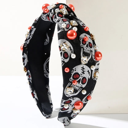 Women's Hip-Hop Funny Halloween Pattern Spider Web Alloy Diamond Hair Band