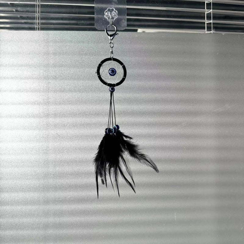 Decorative Dream Catcher Pendant Keychain Evil Eyes Dream Catcher Pendant Keychain Pendant Feather Hand Woven