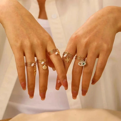 Copper Devil's Eye Starfish Cat Claws Charm Rings Open Rings