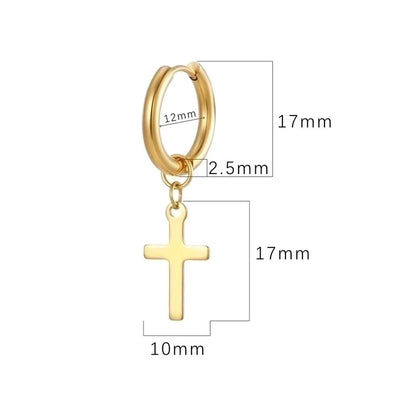 1 Pair Minimalist Cross Plating 201 Stainless Steel 18K Gold Plated Dangling Earrings