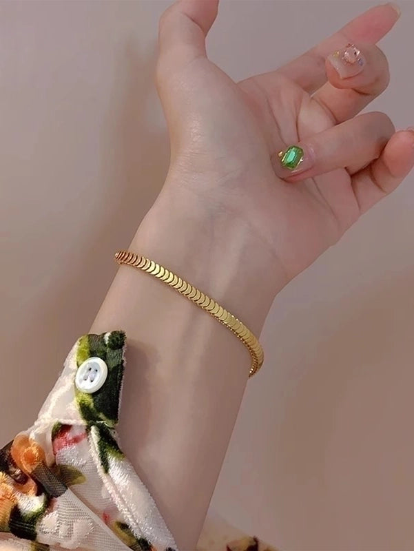 Glam Vacation Solid Color 304 Stainless Steel Snake Chain Bracelets In Bulk