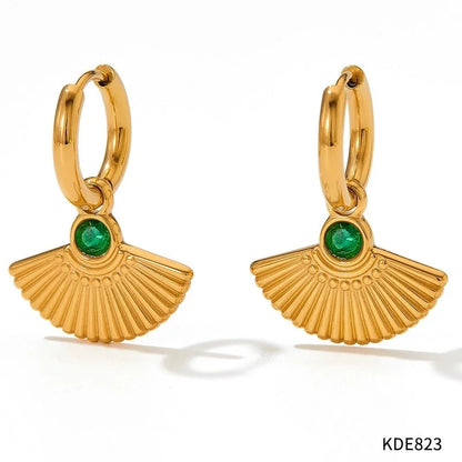 1 Pair Retro Sector Plating Inlay 304 Stainless Steel Zircon 16K Gold Plated White Gold Plated Gold Plated Earrings