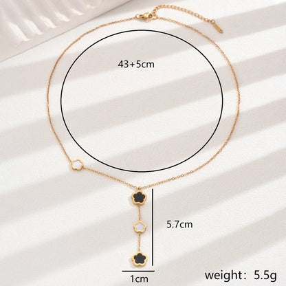 50 Pieces Casual Vacation Minimalist Parthenocissus Grass Round Butterfly 201 Stainless Steel Shell 18K Gold Plated Inlay Pendant Necklace