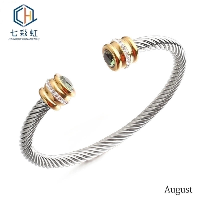 Titanium Steel Bracelet Colorful Diamond Twist Bangle Jewelry