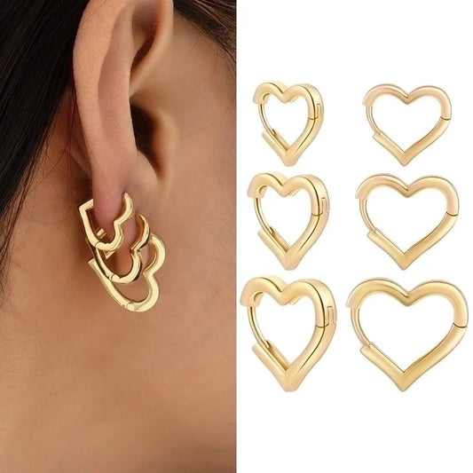 1 Pair Minimalist Heart Shape Plating Copper Earrings