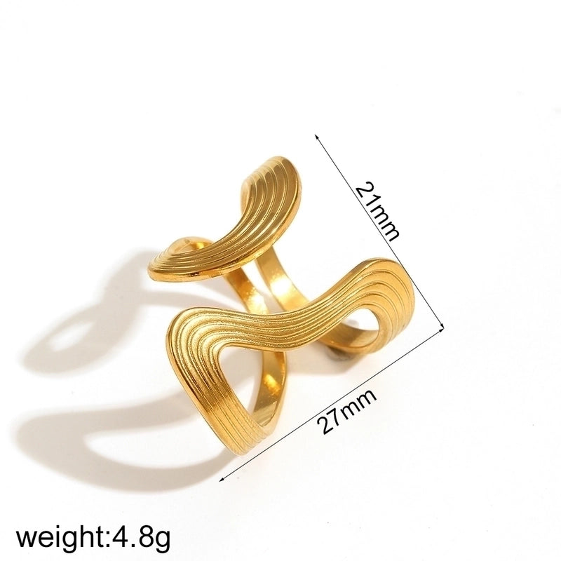 IG Style Exaggerated Geometric 304 Stainless Steel 18K Gold Plated Polishing Rings
