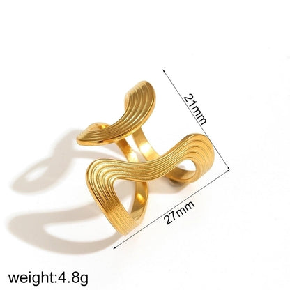 IG Style Exaggerated Geometric 304 Stainless Steel 18K Gold Plated Polishing Rings