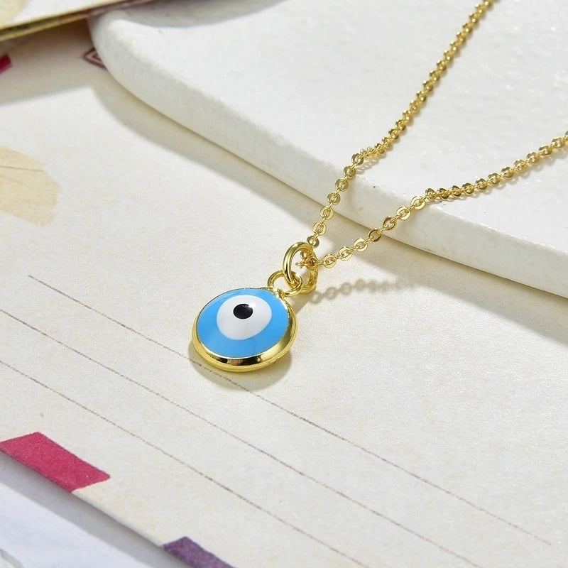Fashion Devil\'s Eye Copper Enamel Pendant Necklace