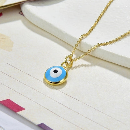 Fashion Devil\'s Eye Copper Enamel Pendant Necklace