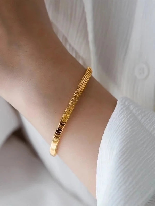 Glam Vacation Solid Color 304 Stainless Steel Snake Chain Bracelets In Bulk