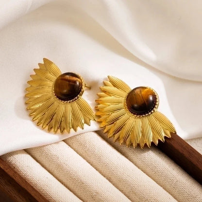 2 Pieces IG Style Flower Enamel 304 Stainless Steel 18K Gold Plated Stainless Steel Earrings