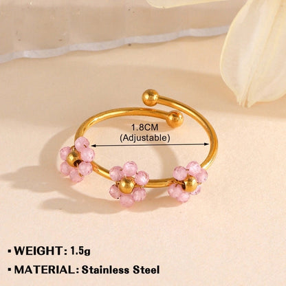 Minimalist Flower 304 Stainless Steel Plating Open Rings