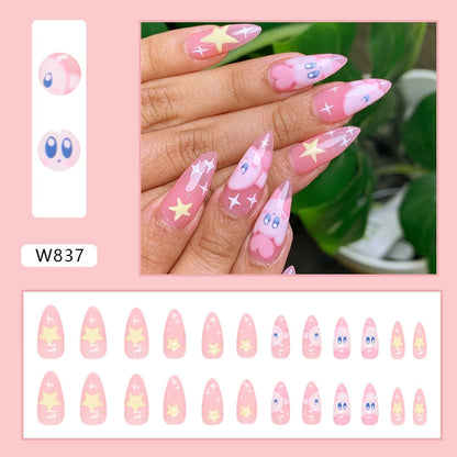 French Style Sweet Solid Color Cartoon Star Butterfly Plastic Nail Patches 1 Set