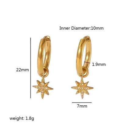1 Pair Streetwear Hexagram Heart Shape Eye Polishing Plating Inlay 304 Stainless Steel Zircon Drop Earrings