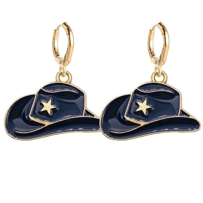 New Vintage Personalized Cowboy Boots Earrings Fashion Hat Alloy Oil Drop Pendant Earrings Europe And The United States Jewelry