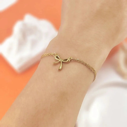 Streetwear Bow Knot 304 Stainless Steel Plating Bracelets Anklet Necklace