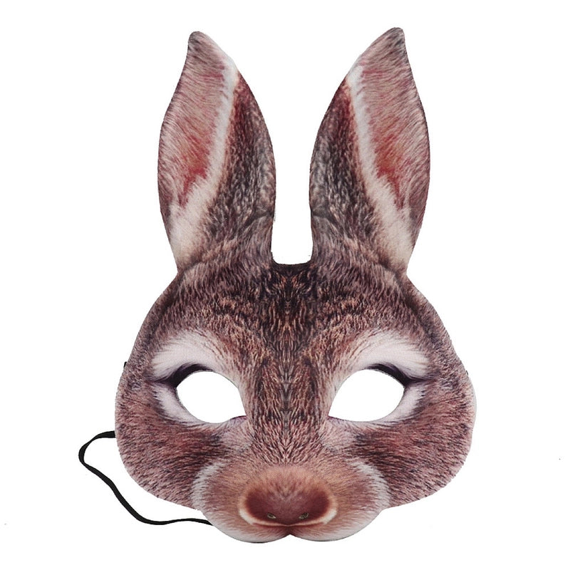 Halloween Easter Mardi Gras Party Makeup Dance Rabbit Mask Animal Cartoon Props Bunny Face Mask Costume Accessory