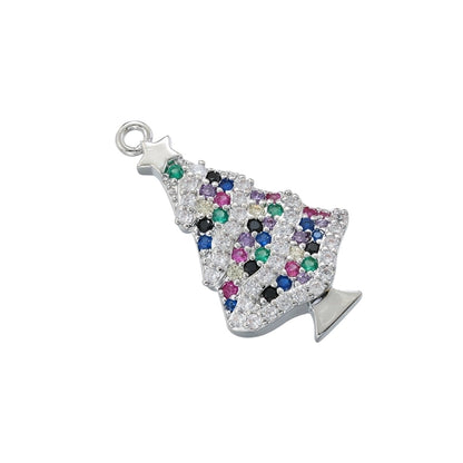 1 Piece 12*19.5mm 13*23.5mm 14*23mm Hole 1~1.9mm Copper Artificial Pearls Zircon 18K Gold Plated Christmas Tree Santa Claus Christmas Socks Pendant Jewelry Accessories