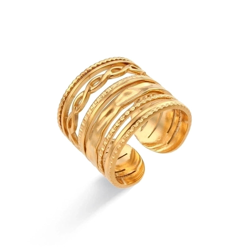 Fashion Geometric 304 Stainless Steel 18K Gold Plated Plating Open Ring