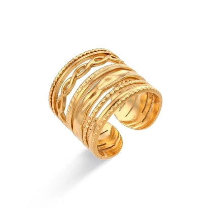 Fashion Geometric 304 Stainless Steel 18K Gold Plated Plating Open Ring