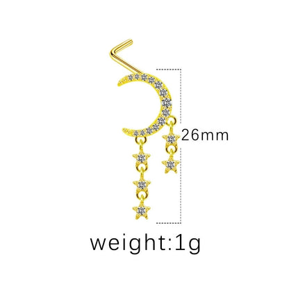 1 Piece Nose Rings & Studs Minimalist Classic Style Heart Shape Butterfly Stainless Steel Titanium Steel Copper Plating Inlay Rhinestones Zircon Gold Plated Nose Rings & Studs