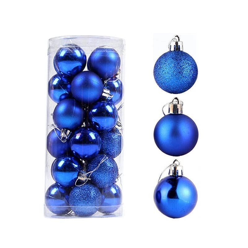 Factory In Stock 24Pcs Christmas Plastic Colored Ball Barrel Shopping Mall Holiday Party Pendant Christmas Tree