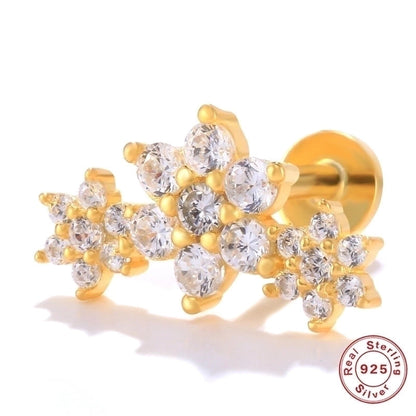 1 Piece Ear Cartilage Rings & Studs Minimalist Geometric 925 Sterling Silver Plating Inlay Zircon