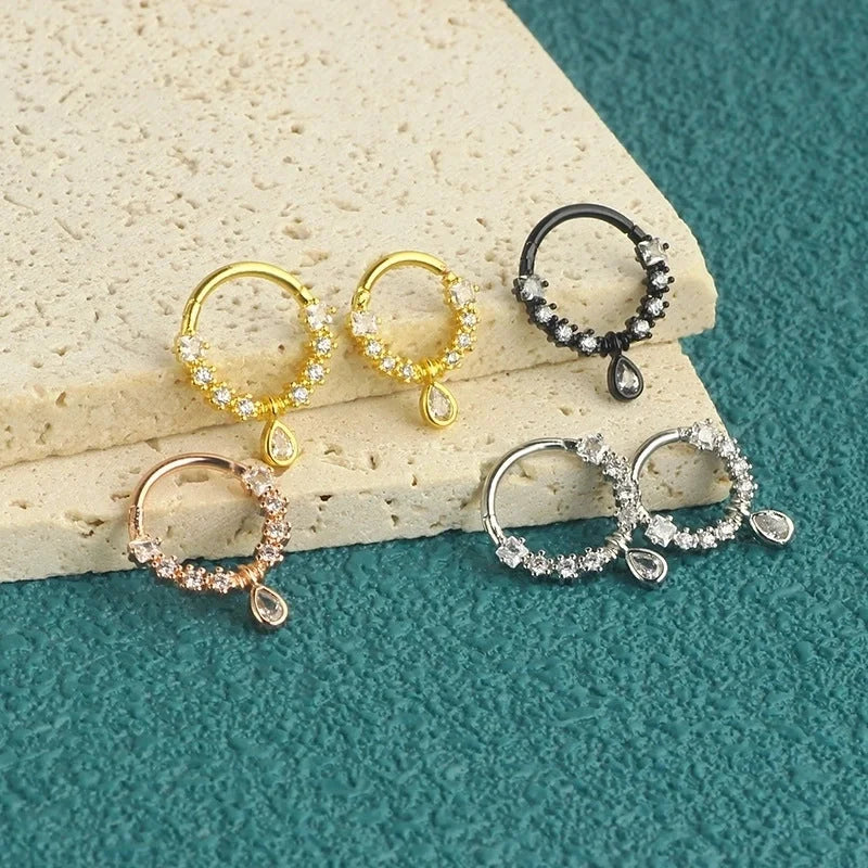 1 Piece Nose Rings & Studs Minimalist Classic Style Solid Color 304 Stainless Steel Inlay Nose Rings & Studs