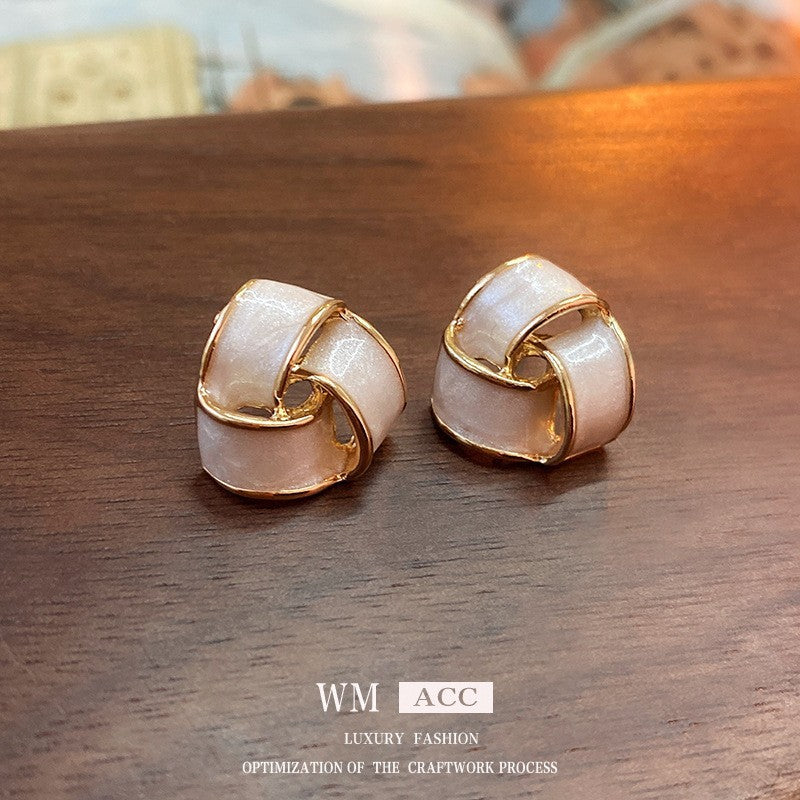 Mid-century Modern Round Geometric Copper Electroplating Earrings