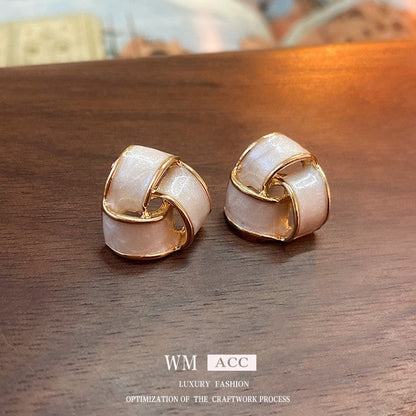 Mid-century Modern Round Geometric Copper Electroplating Earrings