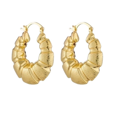 1 Pair Vintage Style Minimalist C Shape Oval Twist Plating Copper 18k Gold Plated Earrings