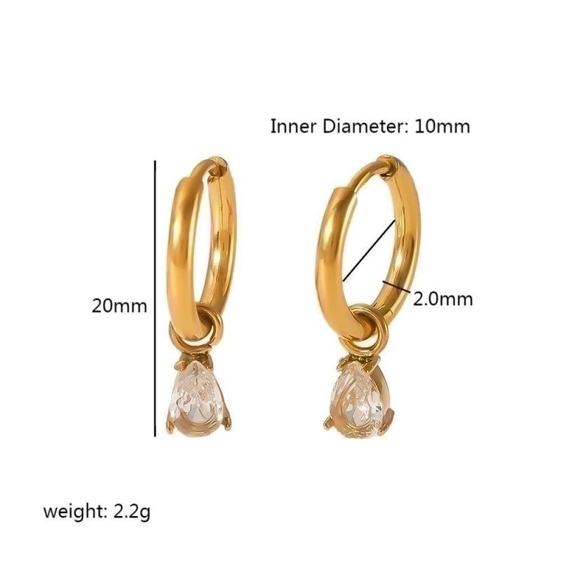 1 Pair Vintage Style Water Droplets Heart Shape Rectangle Polishing Plating Inlay 304 Stainless Steel Zircon Drop Earrings