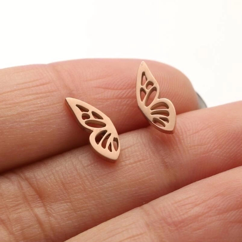 1 Pair Lady Butterfly Plating 304 Stainless Steel 18K Gold Plated Ear Studs