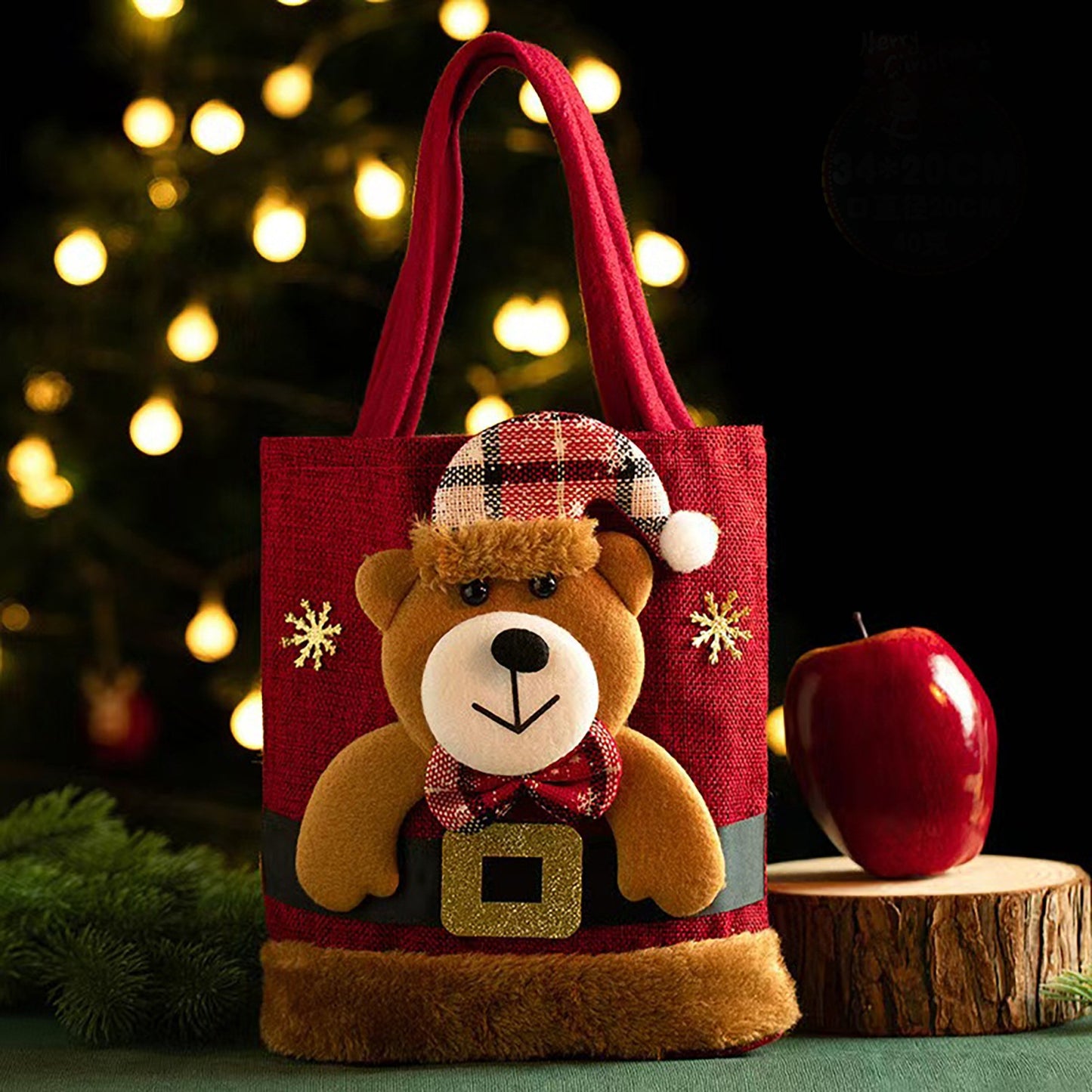 2 Pieces Christmas Eve Gift Bag Candy Gift Bag Plush Handbag Christmas Party Gift