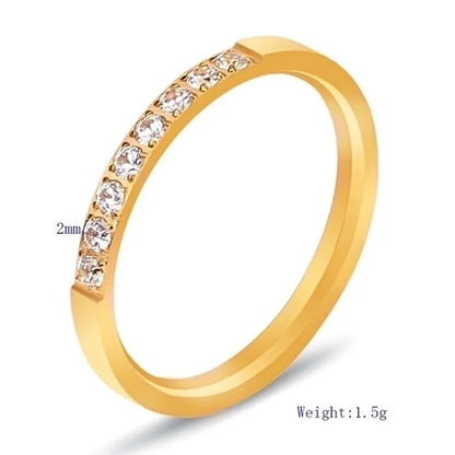 Minimalist Round Titanium Steel Plating Inlay Artificial Gemstones Rings