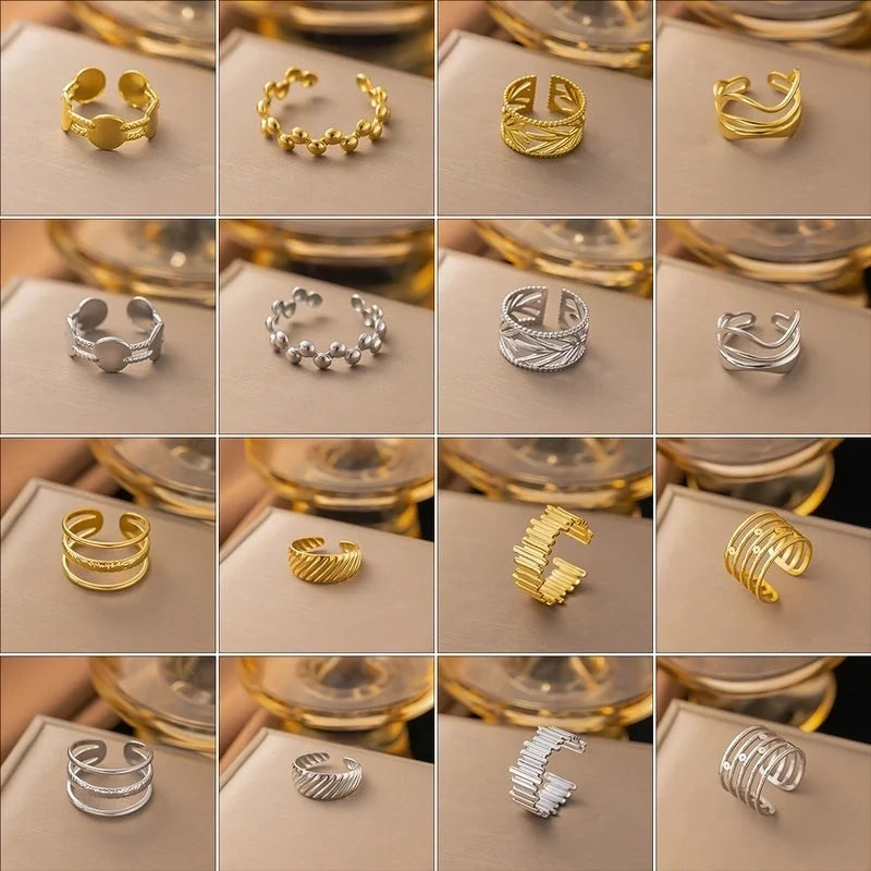 3 Pieces Minimalist Solid Color Titanium Steel Plating Rings