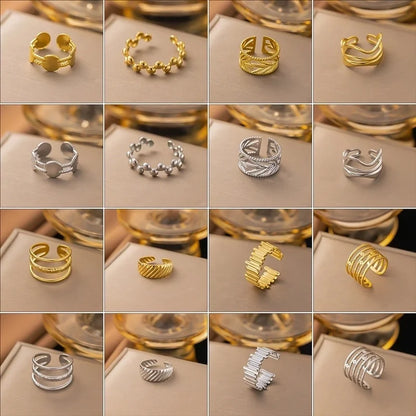 3 Pieces Minimalist Solid Color Titanium Steel Plating Rings