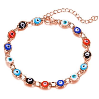Retro Devil's Eye Copper Plating Unisex Bracelets Anklet Necklace