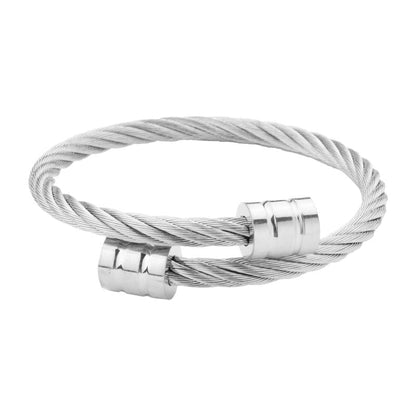 Punk Solid Color Titanium Steel Patchwork Bangle 1 Piece