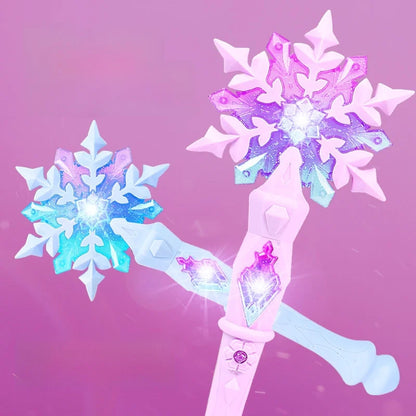 Girls Set Christmas Snowflake Flash Glow Stick Magic Scepter Stick Children Flash Toy