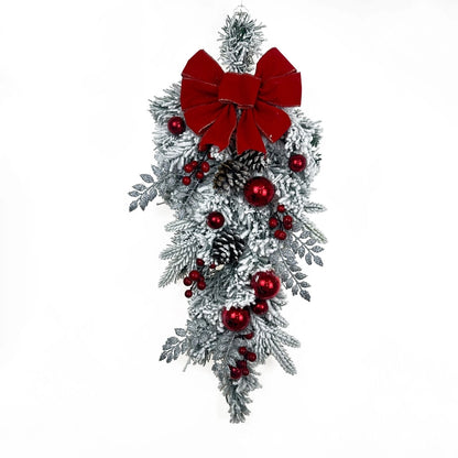 Christmas Flocking Wreath Door Hanging Christmas Decorations Christmas Wreath Rattan Pendant Decoration Home Decoration