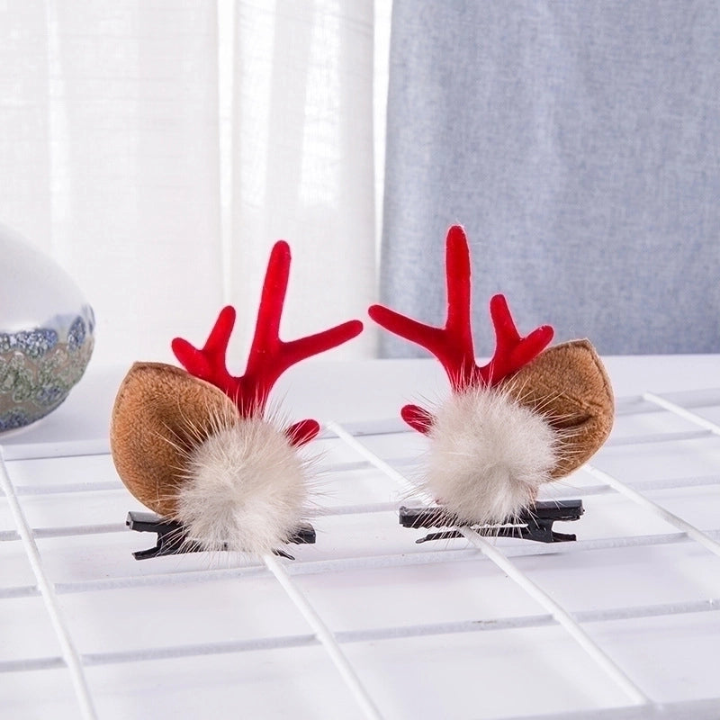 Christmas Cartoon Style Women'S Antlers Plush Plush Hair Clip