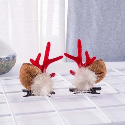 Christmas Cartoon Style Women'S Antlers Plush Plush Hair Clip