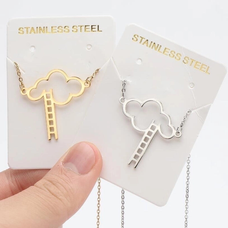 Titanium Steel Fashion Plating Hollow Out Human Face Letter Moon Pendant Necklace