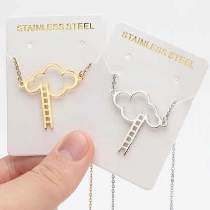 Titanium Steel Fashion Plating Hollow Out Human Face Letter Moon Pendant Necklace