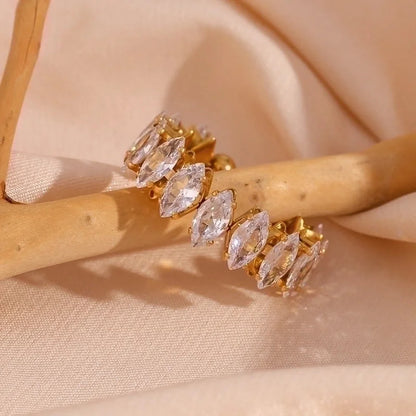 Minimalist Classic Style Water Droplets 304 Stainless Steel Zircon 18K Gold Plated Plating Inlay Rings Bracelets