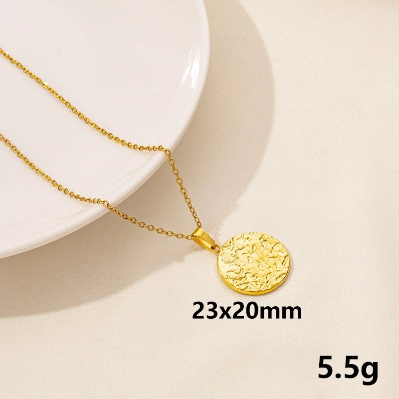 Minimalist Geometric Round 304 Stainless Steel Plating Pendant Necklace