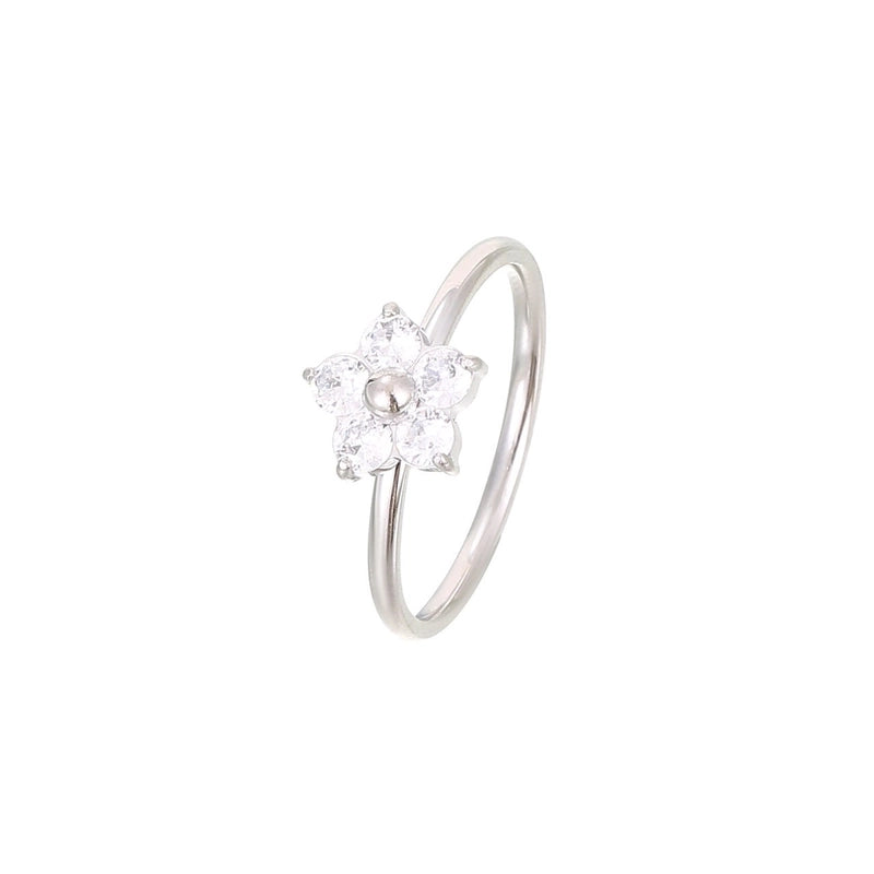 Sweet Minimalist Flower 304 Stainless Steel Zircon White Gold Plated Gold Plated Plating Inlay Rings